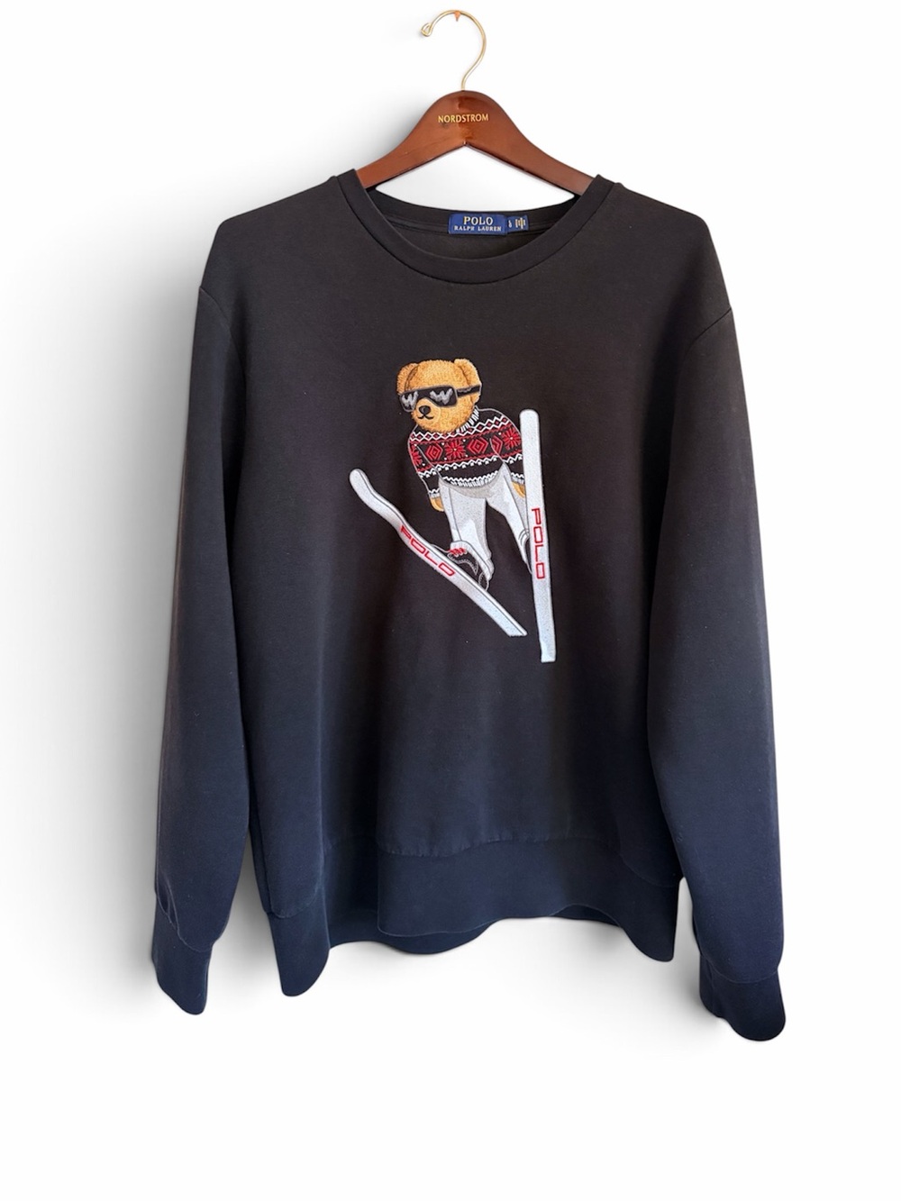 Polo Ralph Lauren Ski Bear Crewneck Sweatshirt Black size Large Pullover